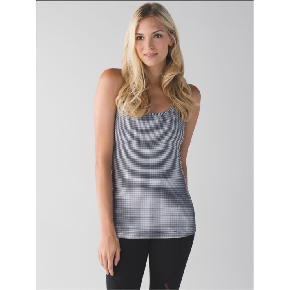 Lululemon Racerback Tank Size 8 Black White Gingham Check Athletic Top